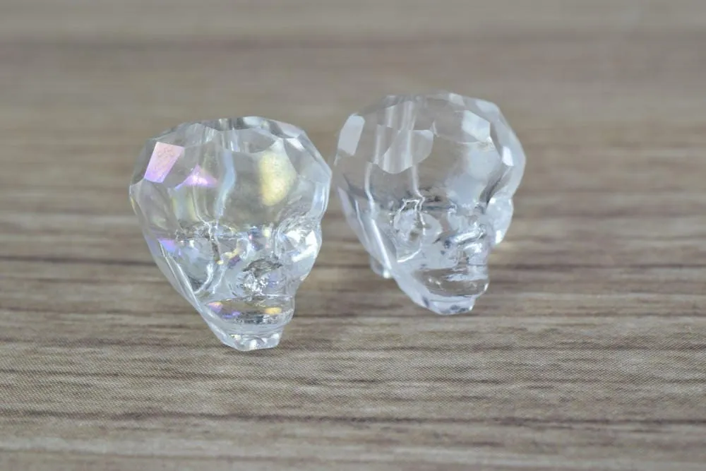 13x 15mm Crystal Skull Beads, Faceted, Skull Jewelry, Wholesale Crystal Charms, Skull Head, Crystals, Skull
