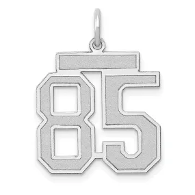 14k White Gold Satin Brush Finish Medium Size Number 85 Charm Pendant