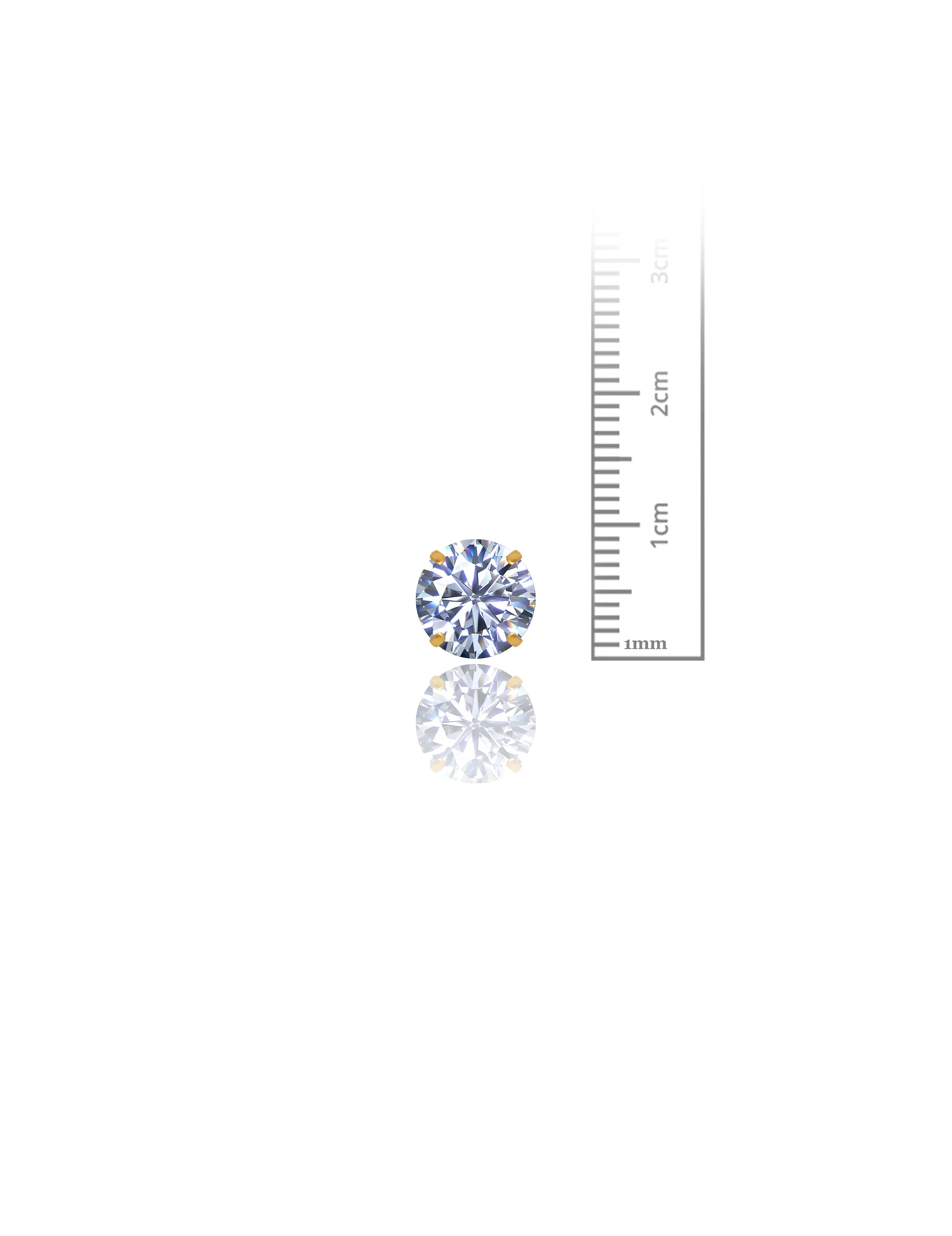14K Yellow Gold 9MM Round CZ Pushback Stud Earrings