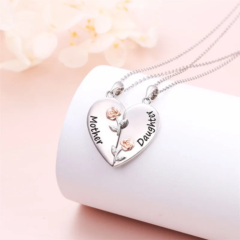 925 Sterling Silver Mother Daughter Necklace Granddaughter Family Heart Pendant Necklace Jewelry Mother's Day Gift