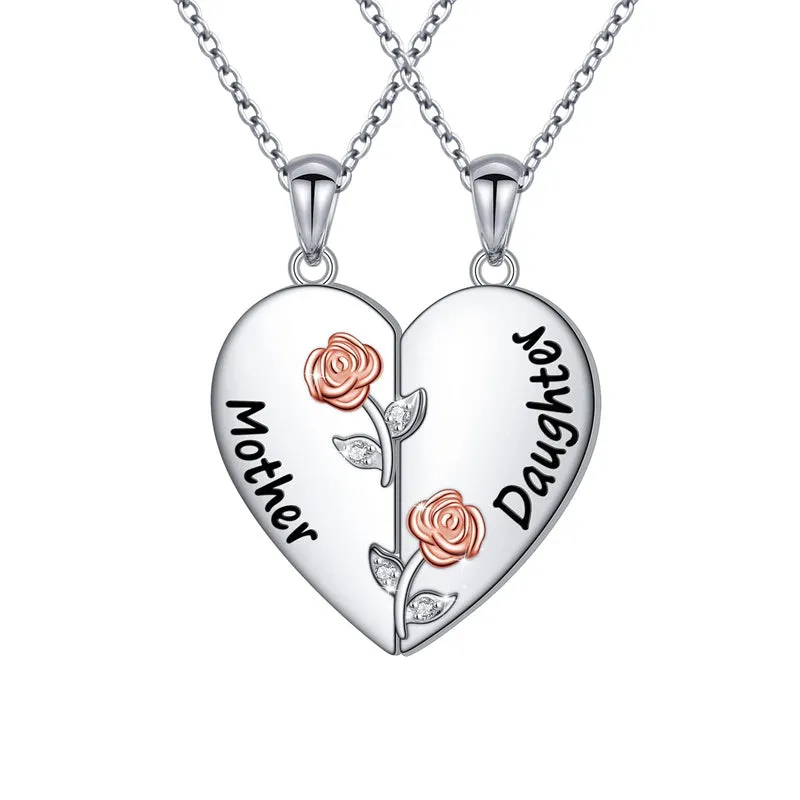925 Sterling Silver Mother Daughter Necklace Granddaughter Family Heart Pendant Necklace Jewelry Mother's Day Gift