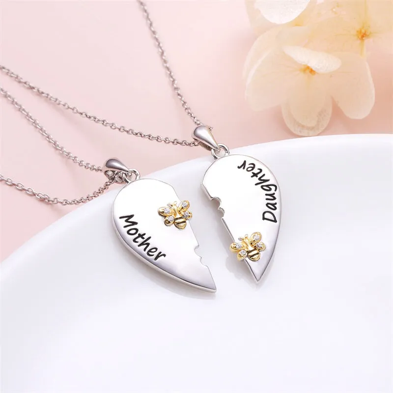 925 Sterling Silver Mother Daughter Necklace Granddaughter Family Heart Pendant Necklace Jewelry Mother's Day Gift