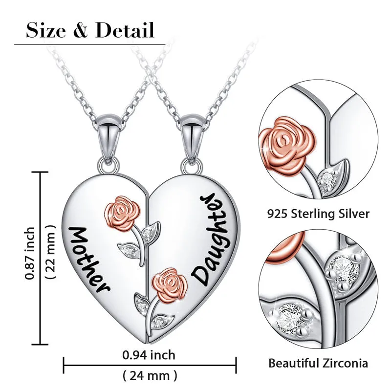 925 Sterling Silver Mother Daughter Necklace Granddaughter Family Heart Pendant Necklace Jewelry Mother's Day Gift