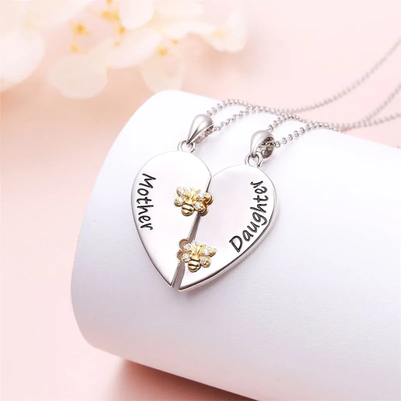 925 Sterling Silver Mother Daughter Necklace Granddaughter Family Heart Pendant Necklace Jewelry Mother's Day Gift