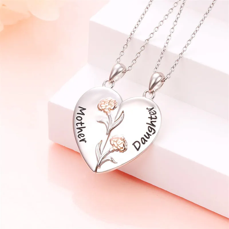 925 Sterling Silver Mother Daughter Necklace Granddaughter Family Heart Pendant Necklace Jewelry Mother's Day Gift