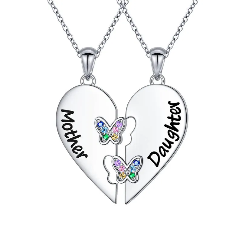 925 Sterling Silver Mother Daughter Necklace Granddaughter Family Heart Pendant Necklace Jewelry Mother's Day Gift