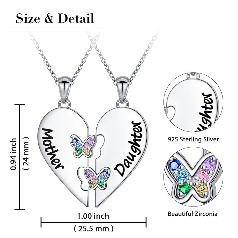 925 Sterling Silver Mother Daughter Necklace Granddaughter Family Heart Pendant Necklace Jewelry Mother's Day Gift