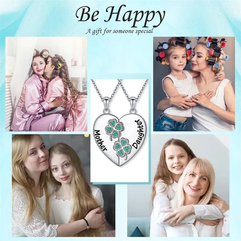 925 Sterling Silver Mother Daughter Necklace Granddaughter Family Heart Pendant Necklace Jewelry Mother's Day Gift