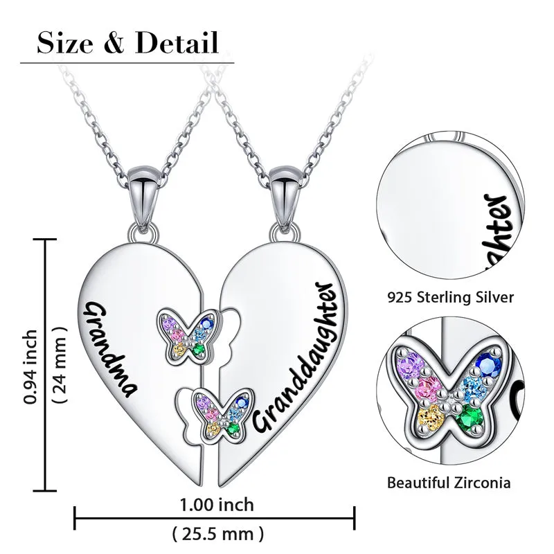 925 Sterling Silver Mother Daughter Necklace Granddaughter Family Heart Pendant Necklace Jewelry Mother's Day Gift