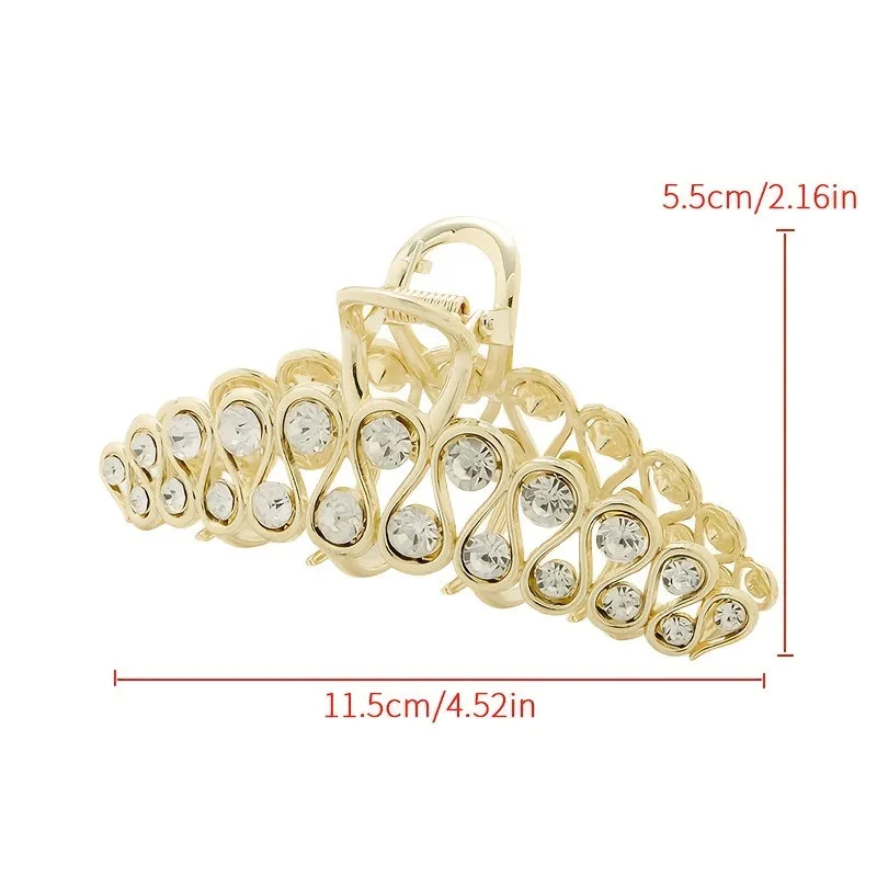 Add Some Sparkle to Your Hair with Our Beautiful Pearl and Metal Hair Claw Clip - Large Size