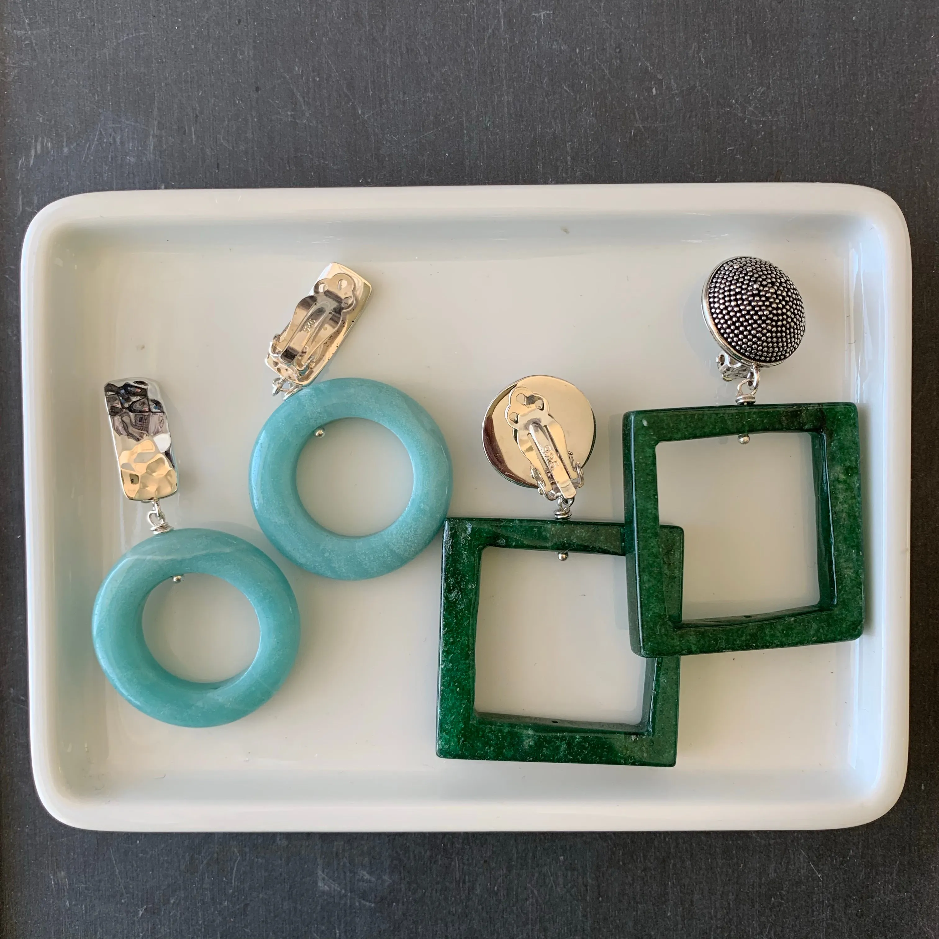 Amazonite O Clip On Earrings