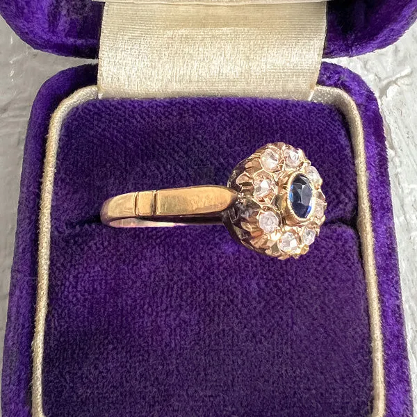Antique Sapphire & Rose Cut Diamond Ring