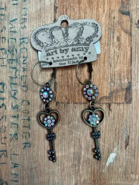 Antiqued Key Earrings