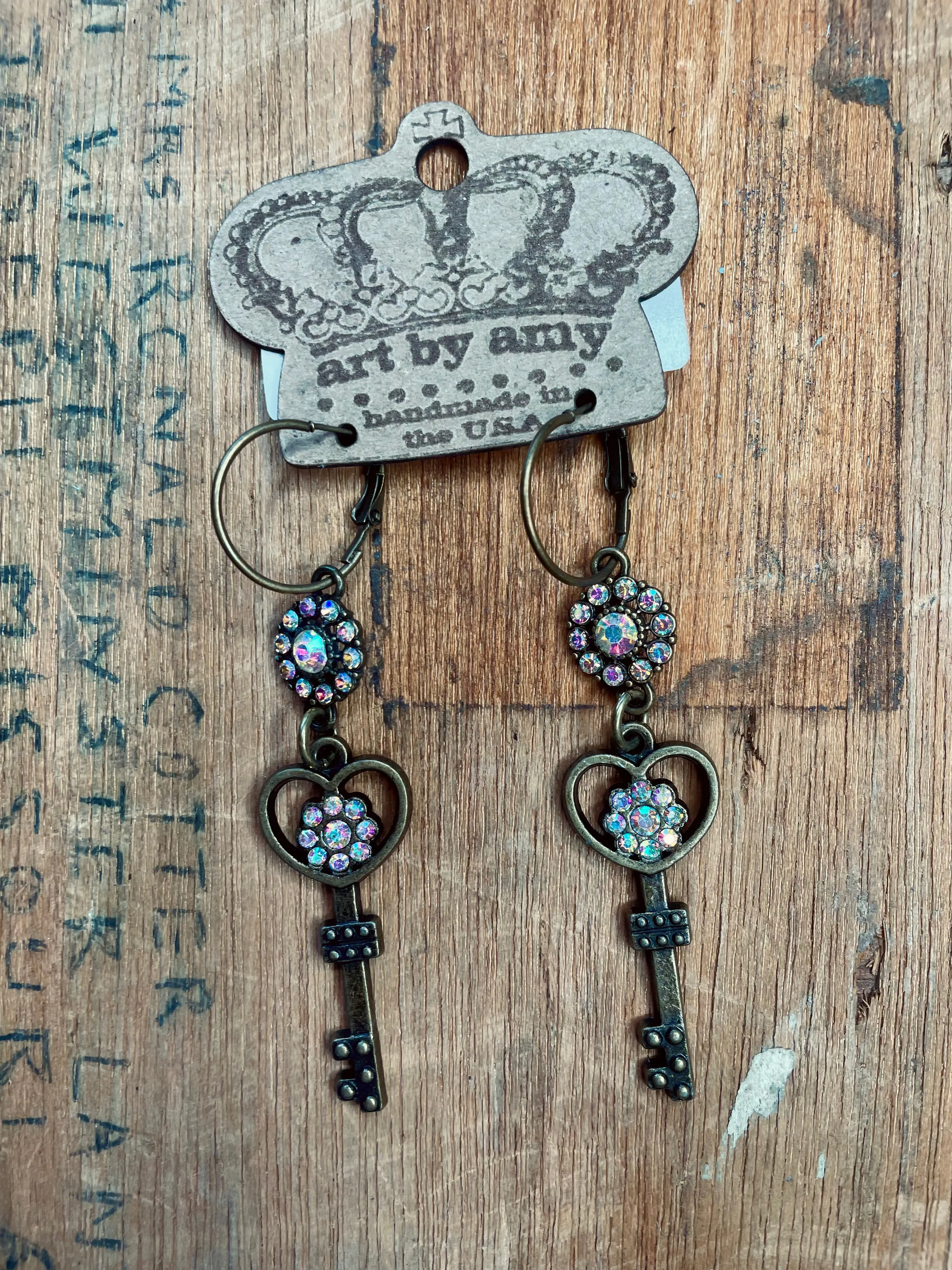 Antiqued Key Earrings