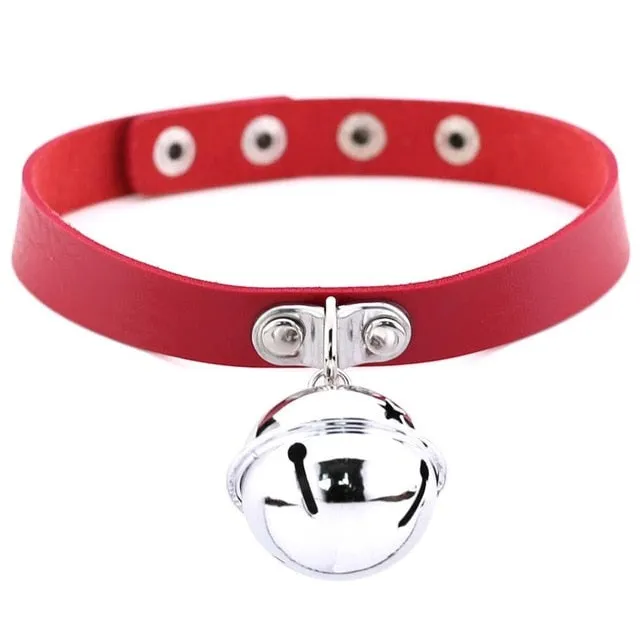 Bell Pendant Choker Collar Leather Gothic Harajuku Necklace