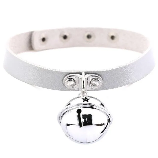 Bell Pendant Choker Collar Leather Gothic Harajuku Necklace