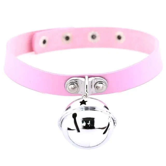Bell Pendant Choker Collar Leather Gothic Harajuku Necklace