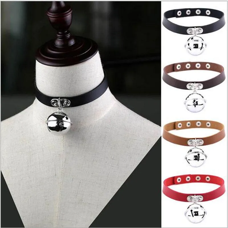 Bell Pendant Choker Collar Leather Gothic Harajuku Necklace