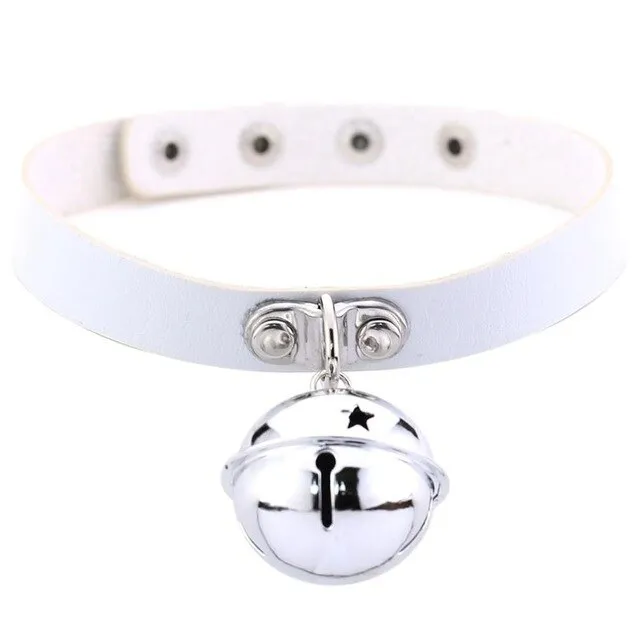 Bell Pendant Choker Collar Leather Gothic Harajuku Necklace