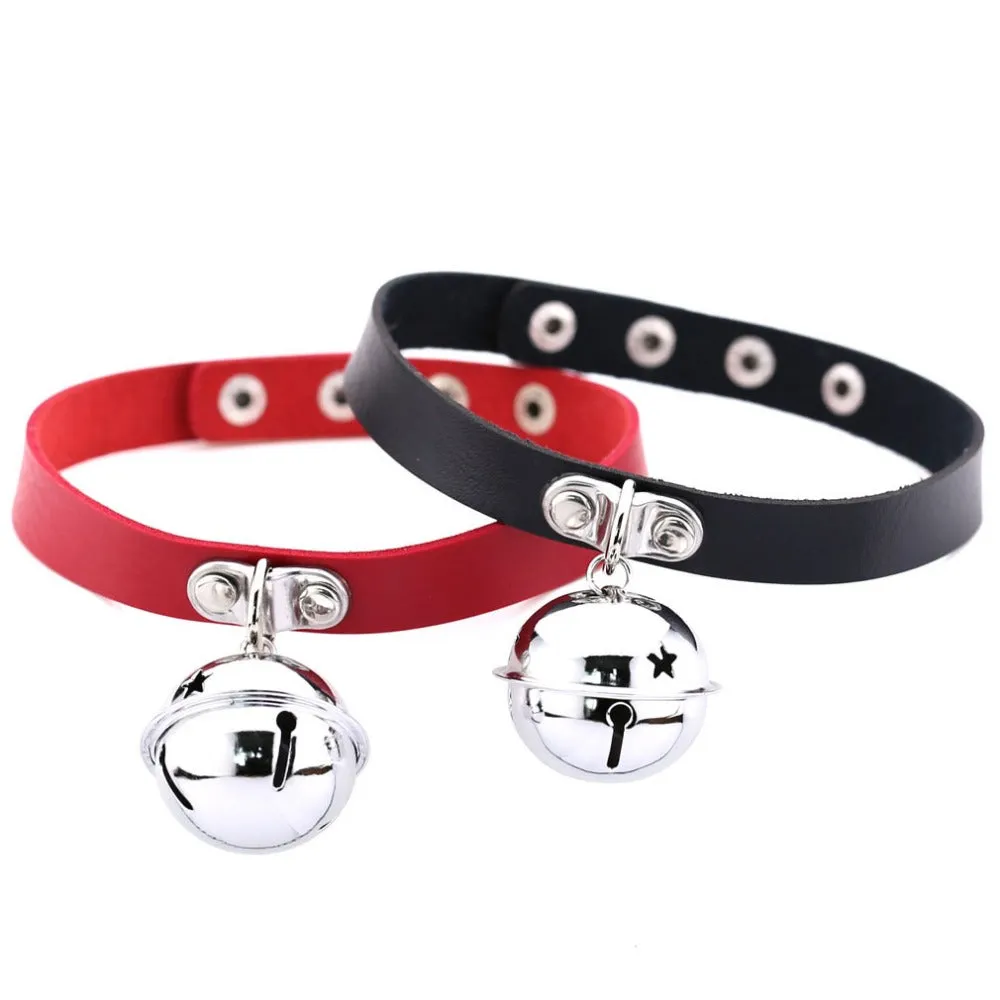 Bell Pendant Choker Collar Leather Gothic Harajuku Necklace