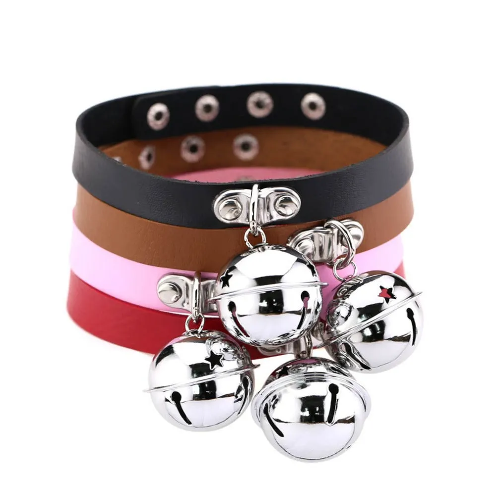 Bell Pendant Choker Collar Leather Gothic Harajuku Necklace