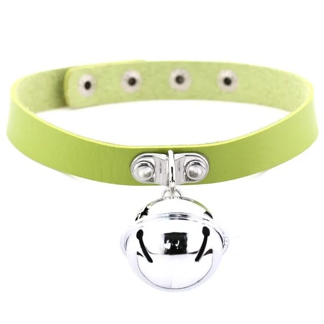 Bell Pendant Choker Collar Leather Gothic Harajuku Necklace