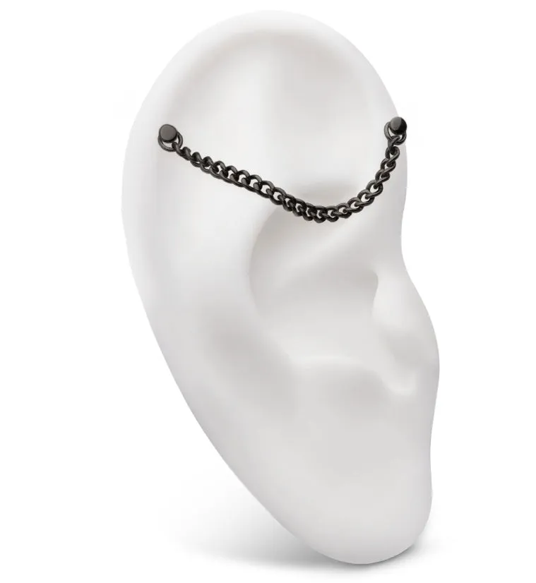 Black PVD Curb Titanium Nose & Cartilage Piercing Chain