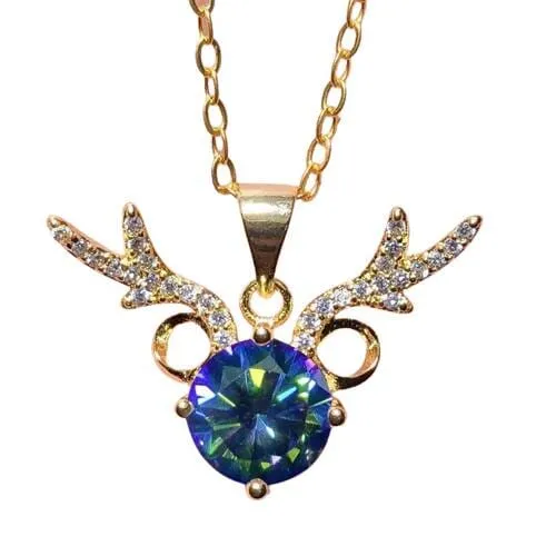 Deer Horn Amazing Topaz Necklace - 925 Sterling Silver