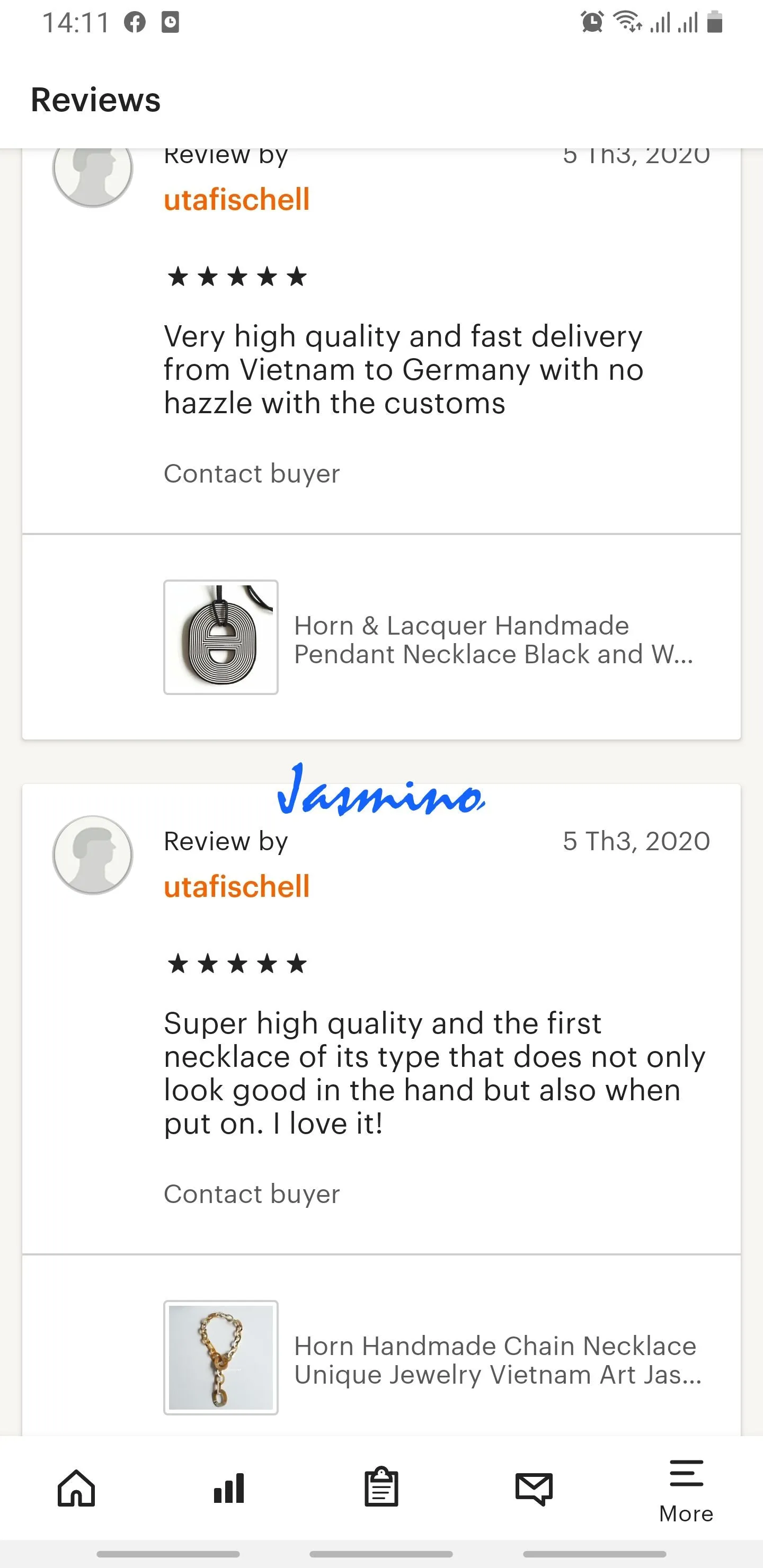 Elegant Handmade Necklace J17379, Made by Natural Buffalo Horn
