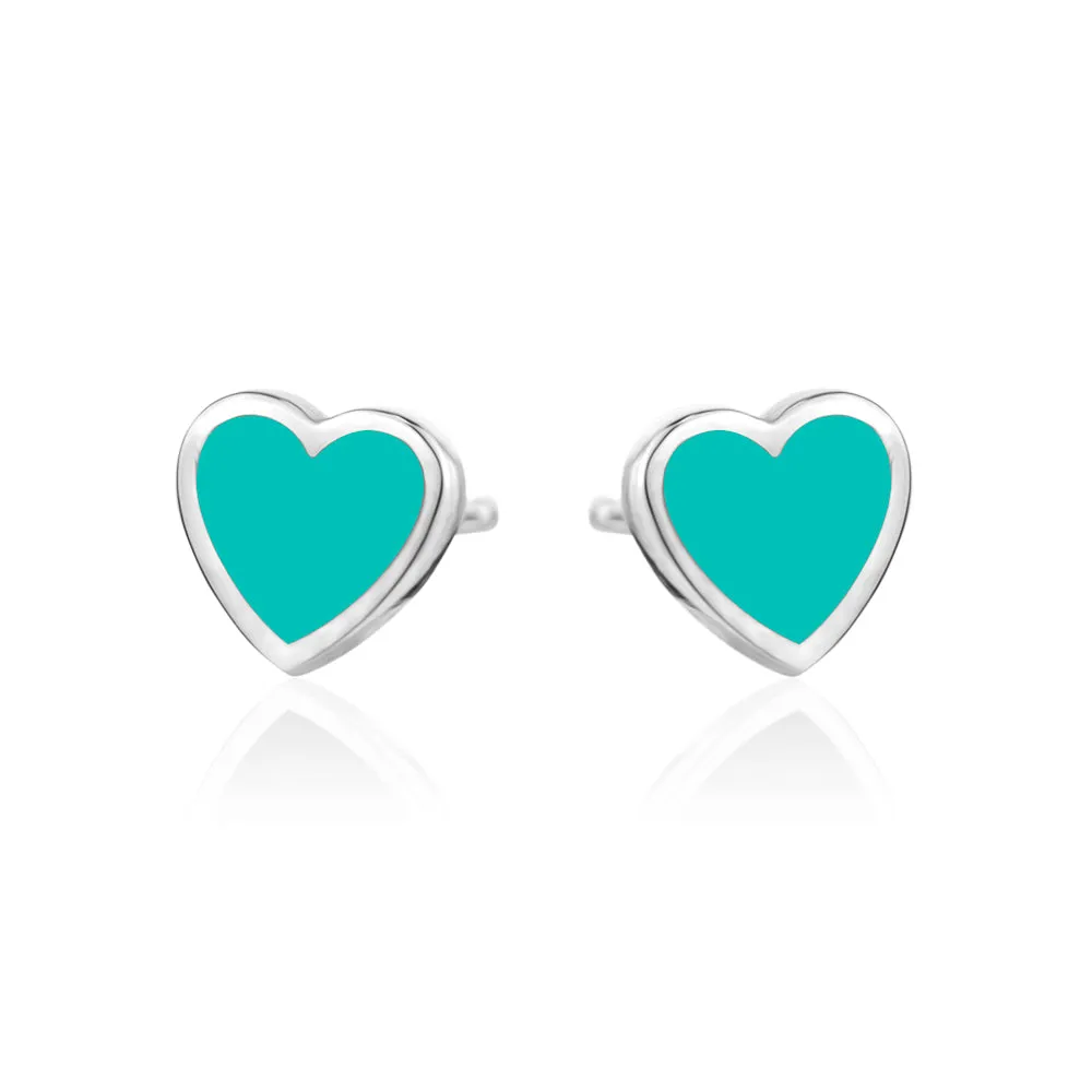 ENAMEL HEART  STUDD EARRINGS