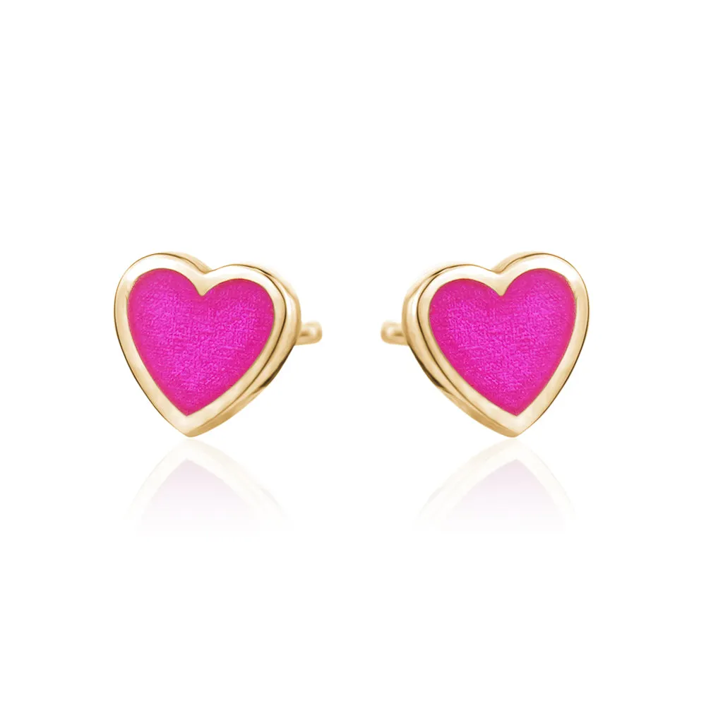 ENAMEL HEART  STUDD EARRINGS