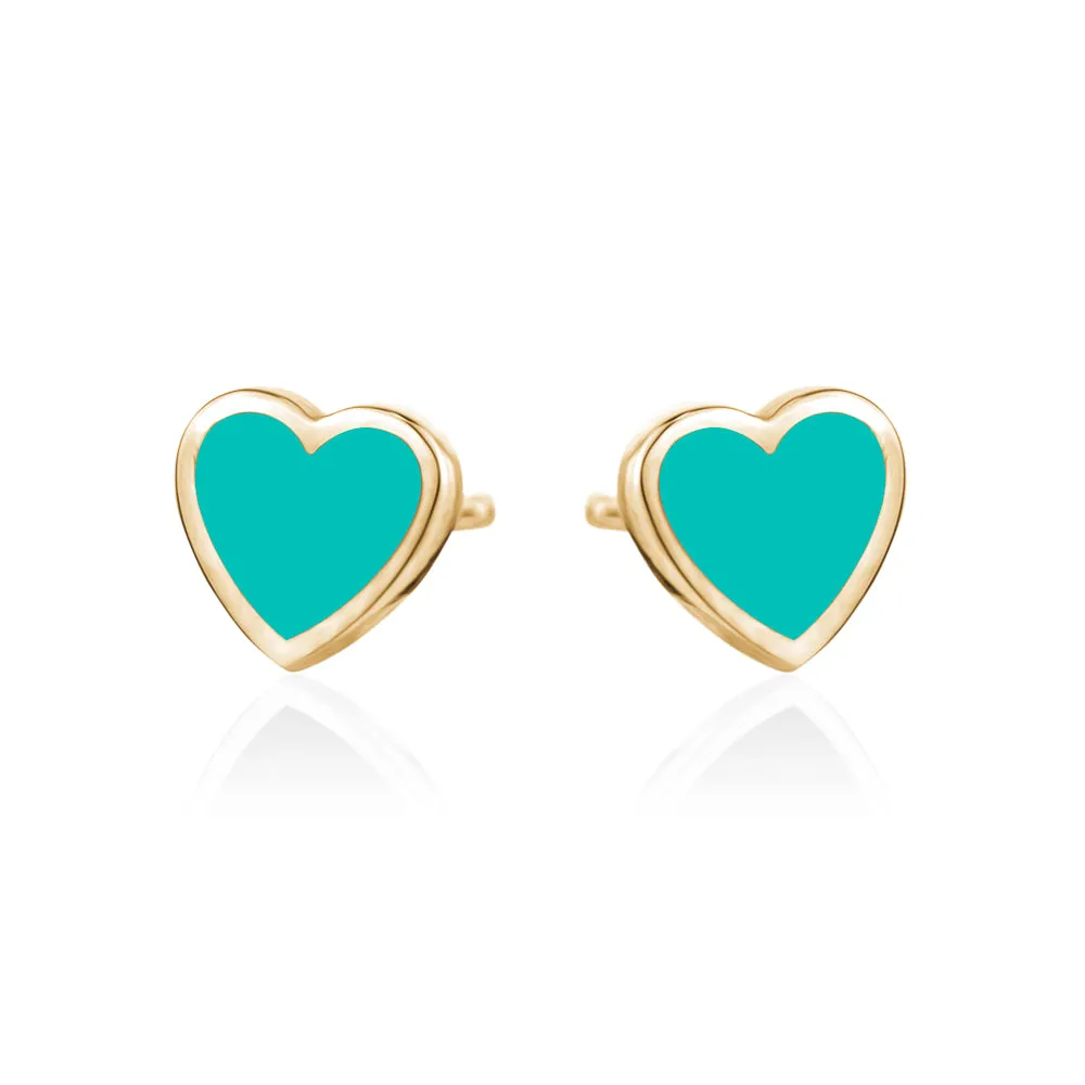 ENAMEL HEART  STUDD EARRINGS
