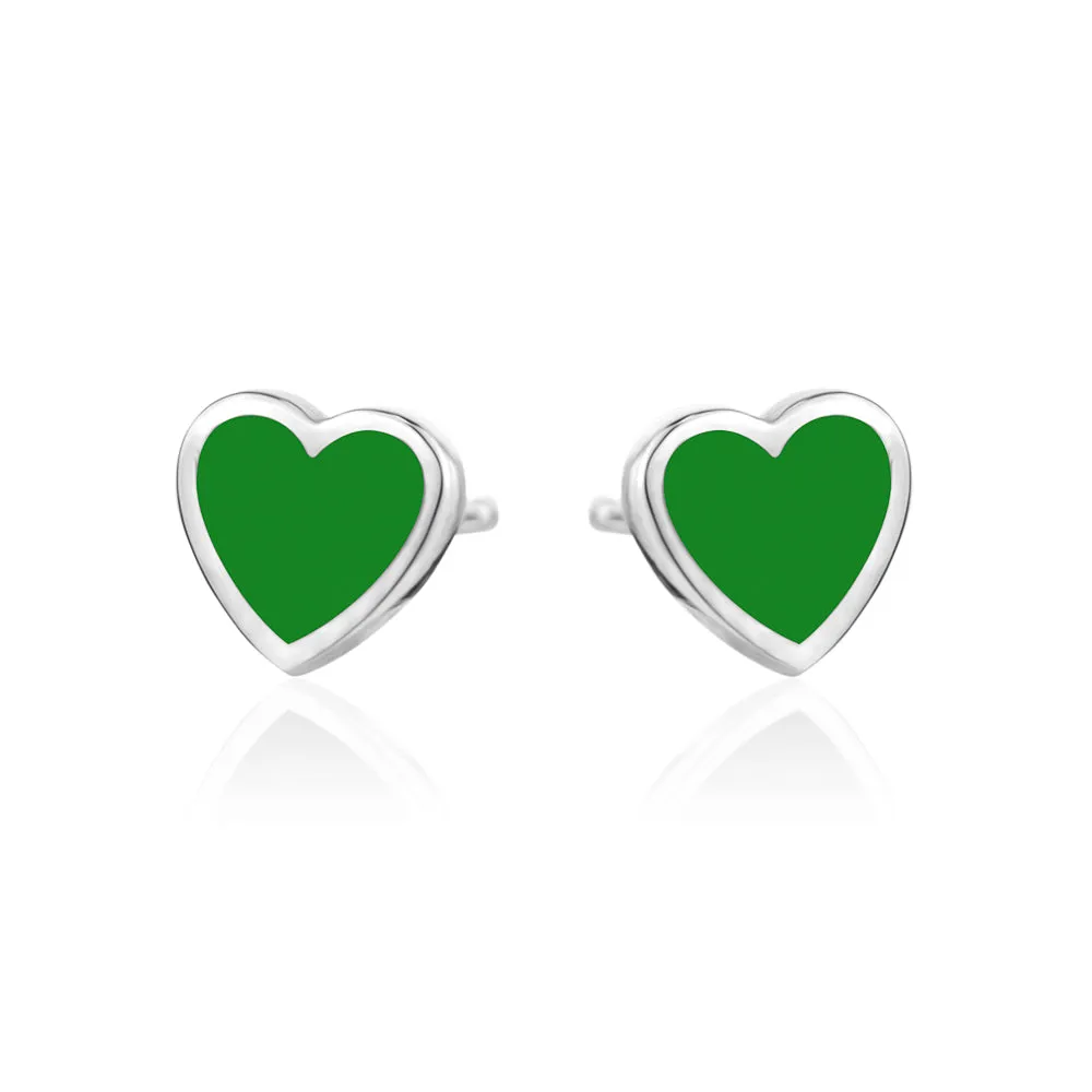ENAMEL HEART  STUDD EARRINGS