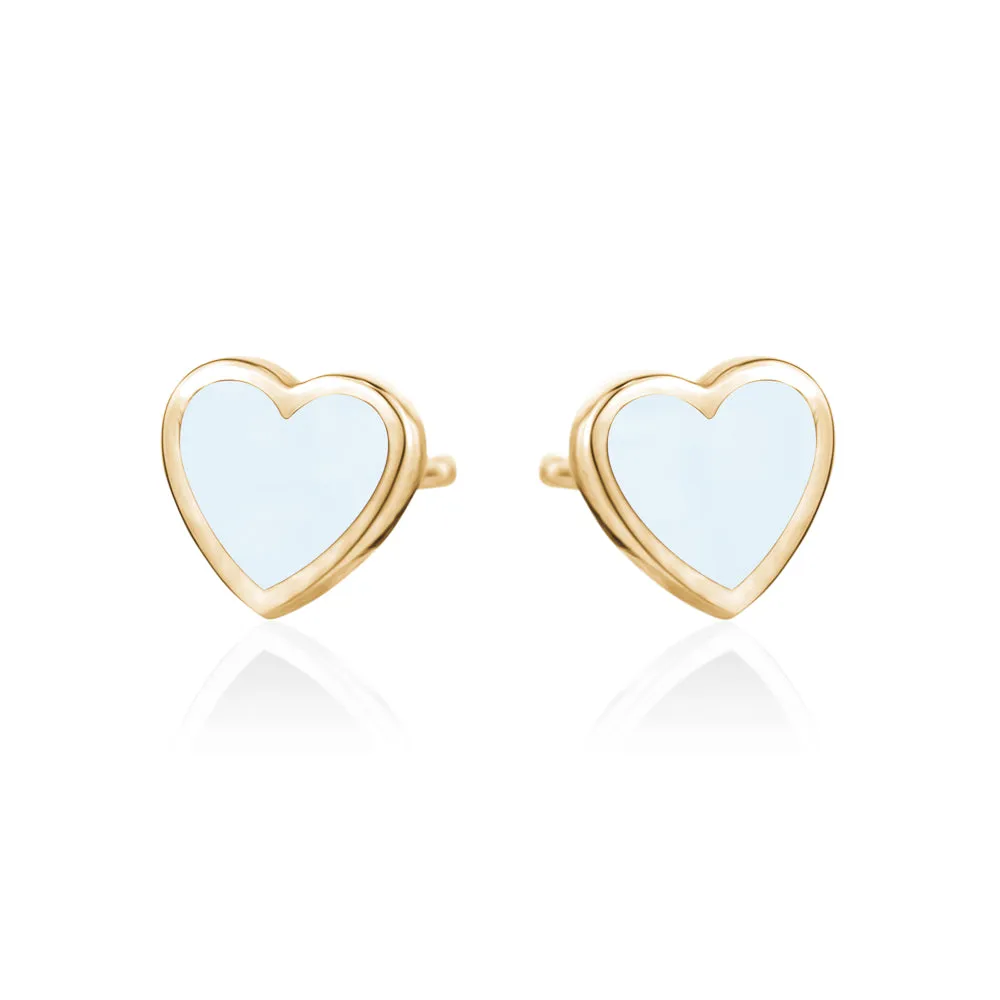 ENAMEL HEART  STUDD EARRINGS
