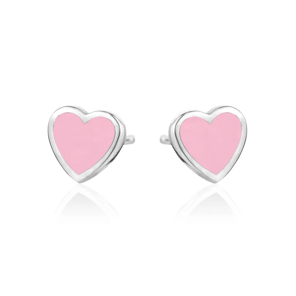 ENAMEL HEART  STUDD EARRINGS
