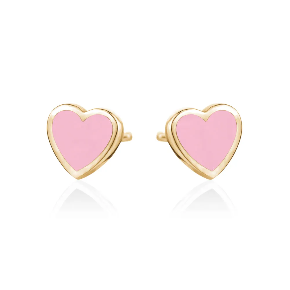 ENAMEL HEART  STUDD EARRINGS