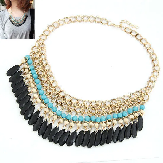 Fashion Collier Femme Fashion Bohemian Statement Necklaces & Pendants Resin Beads Gold Choker Necklace for Women Colar Collares