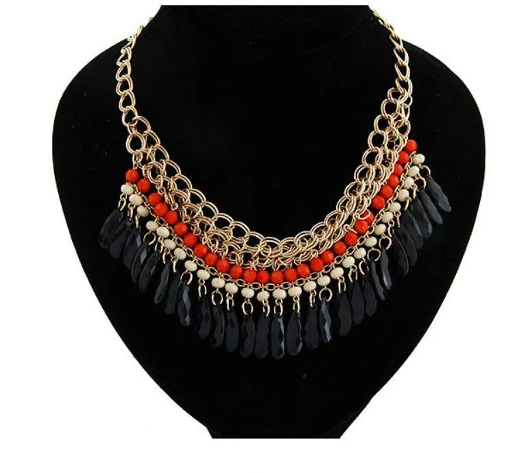 Fashion Collier Femme Fashion Bohemian Statement Necklaces & Pendants Resin Beads Gold Choker Necklace for Women Colar Collares