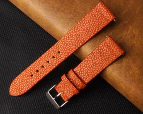 Flat Orange Stingray Leather Watch Band