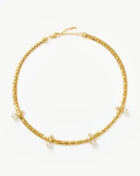 Floating Pearl Cobra Chain Choker | 18k Gold Plated/Pearl