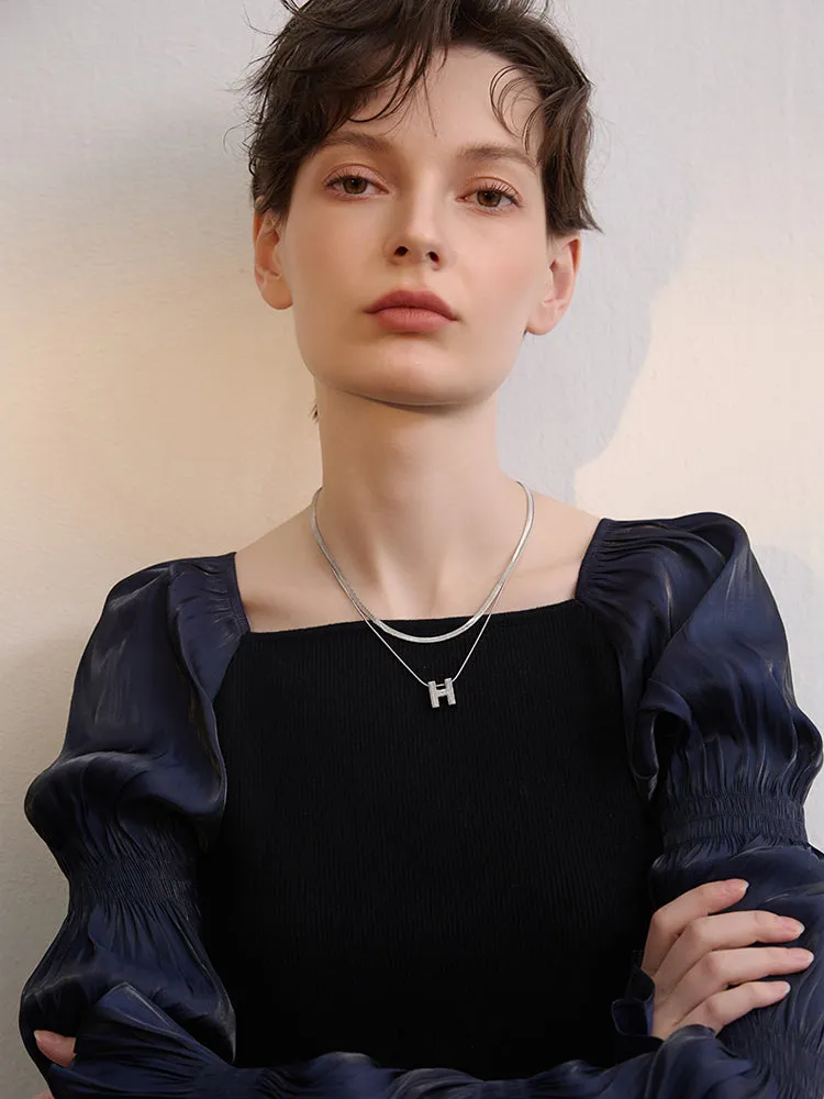 FN Metal Double Letter Necklace LOJS55