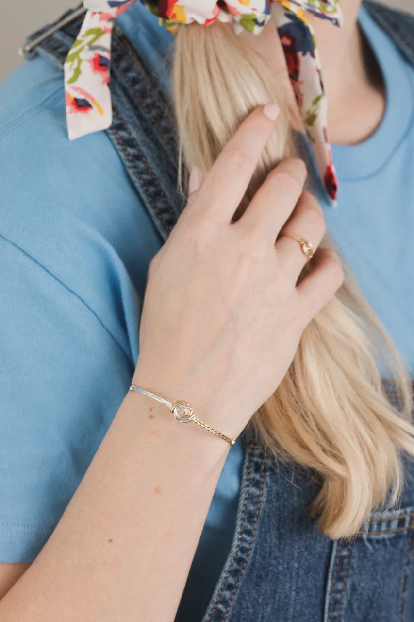 Friends 14K Gold Artist Wire and Silver Bracelet