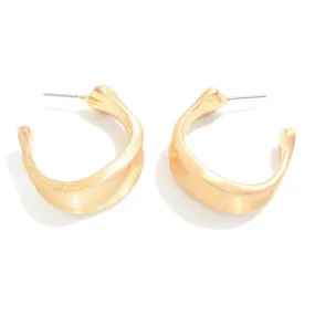 Gold Metal Tapered Curl Hoop Earrings