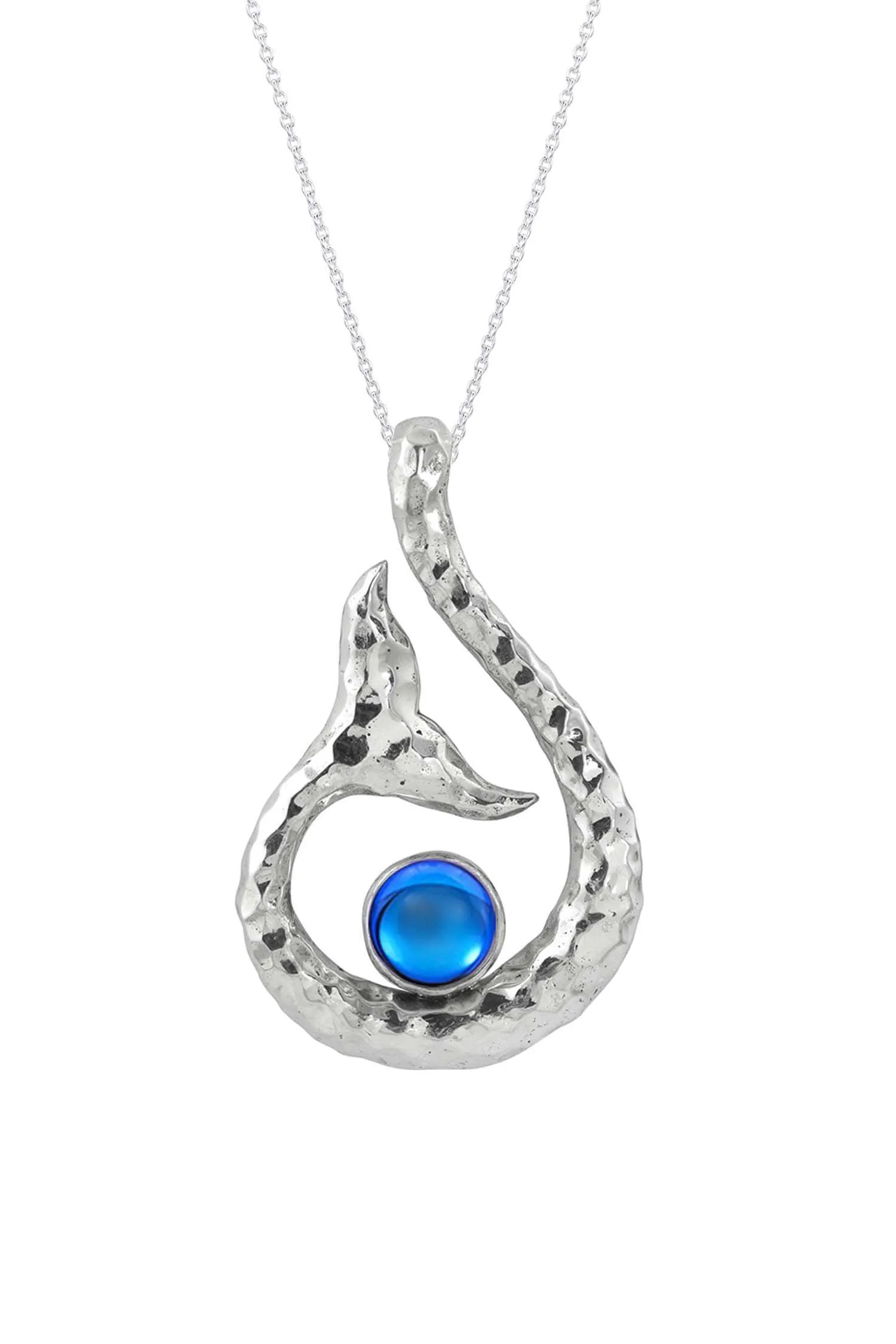 Hammered Sterling Silver Whale Tail Pendant