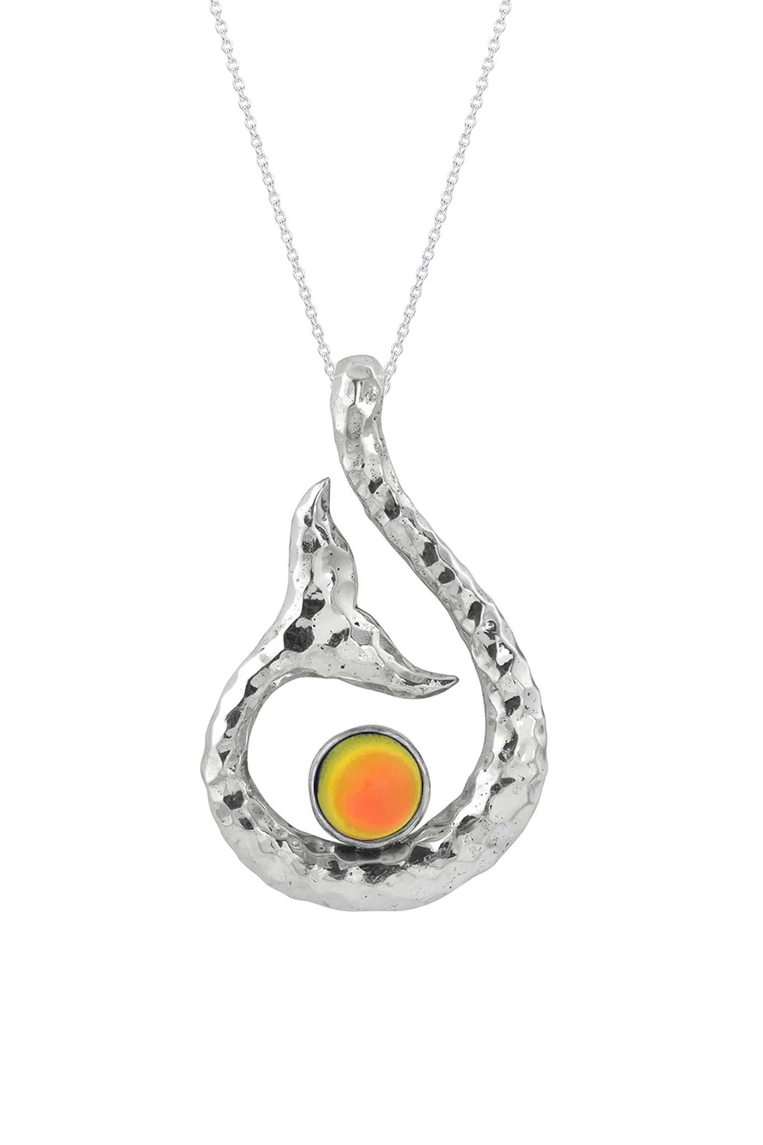 Hammered Sterling Silver Whale Tail Pendant