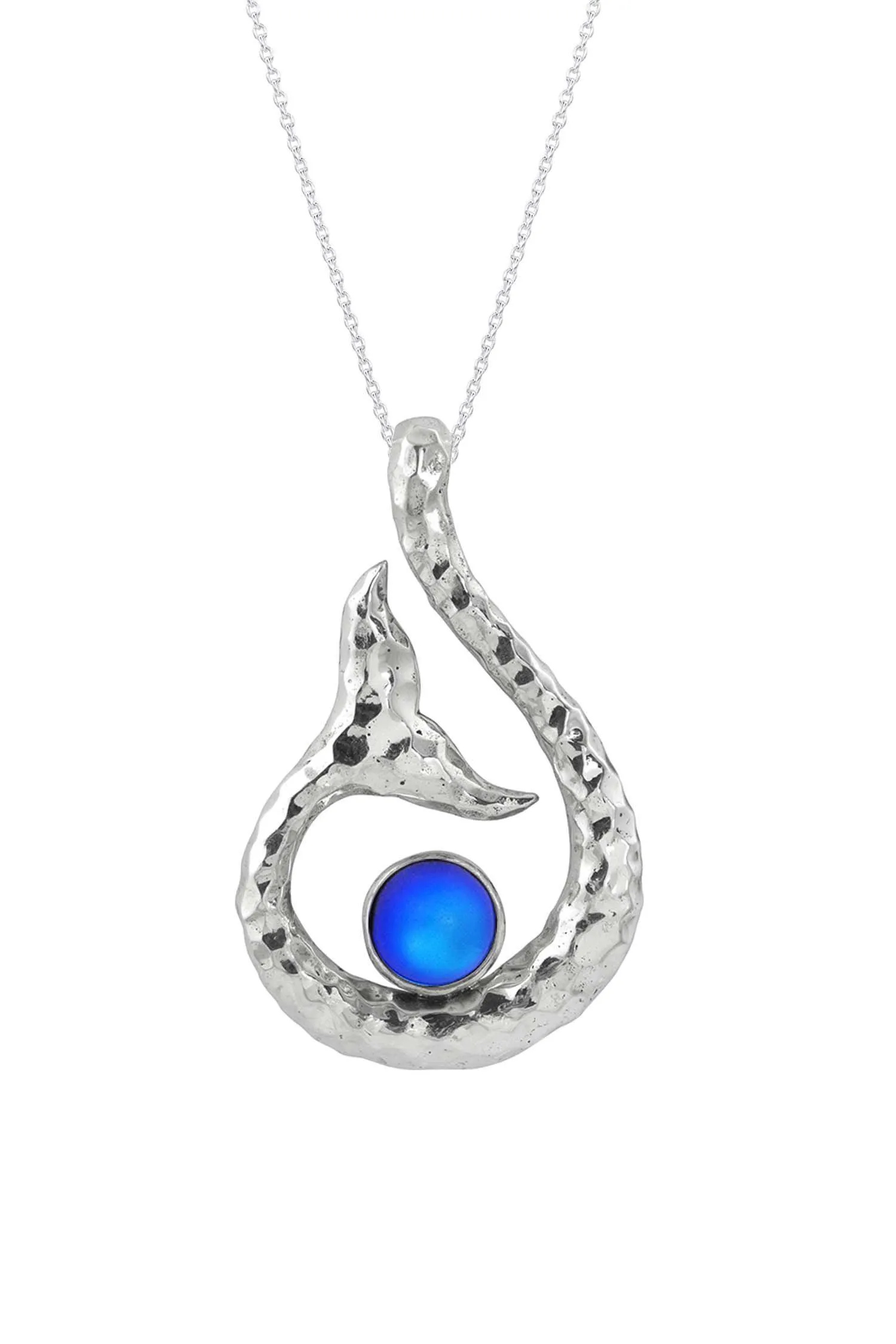 Hammered Sterling Silver Whale Tail Pendant