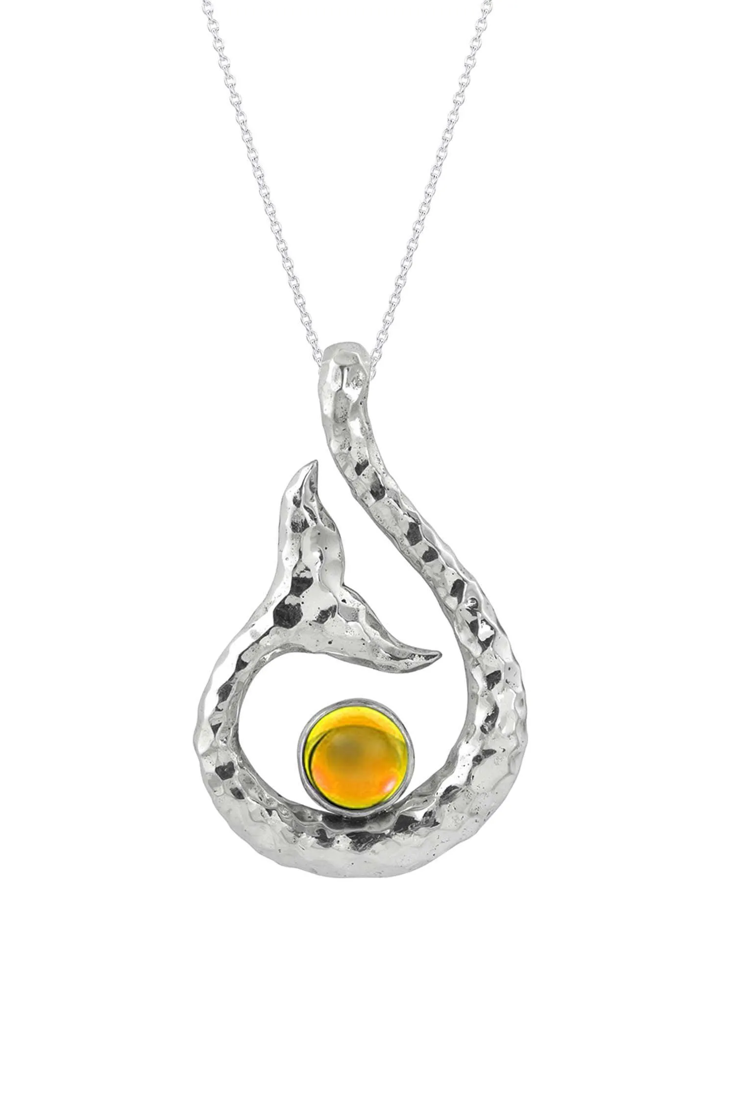 Hammered Sterling Silver Whale Tail Pendant