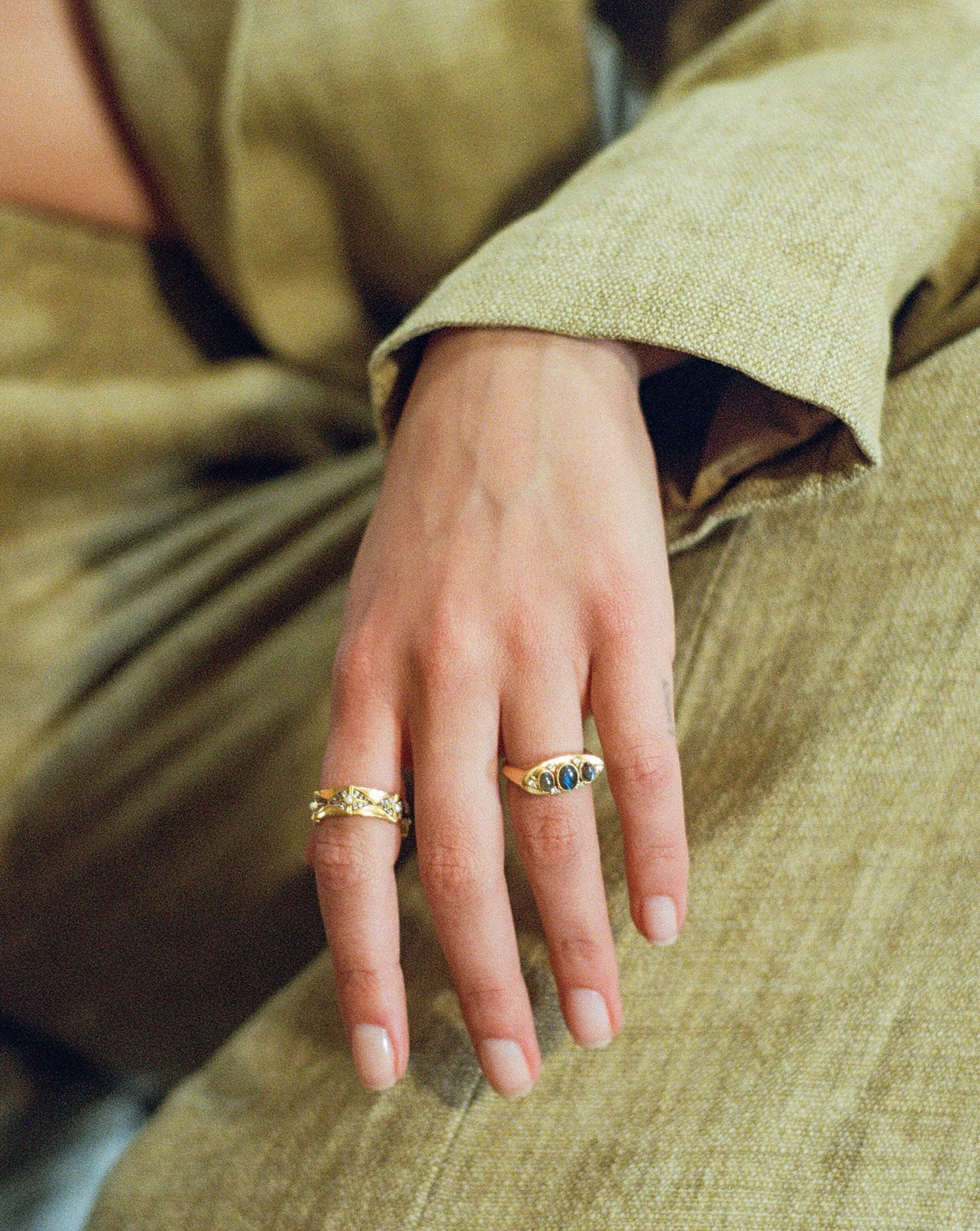 Harris Reed Trio Labradorite Ring | 18ct Gold Plated Vermeil/Labradorite