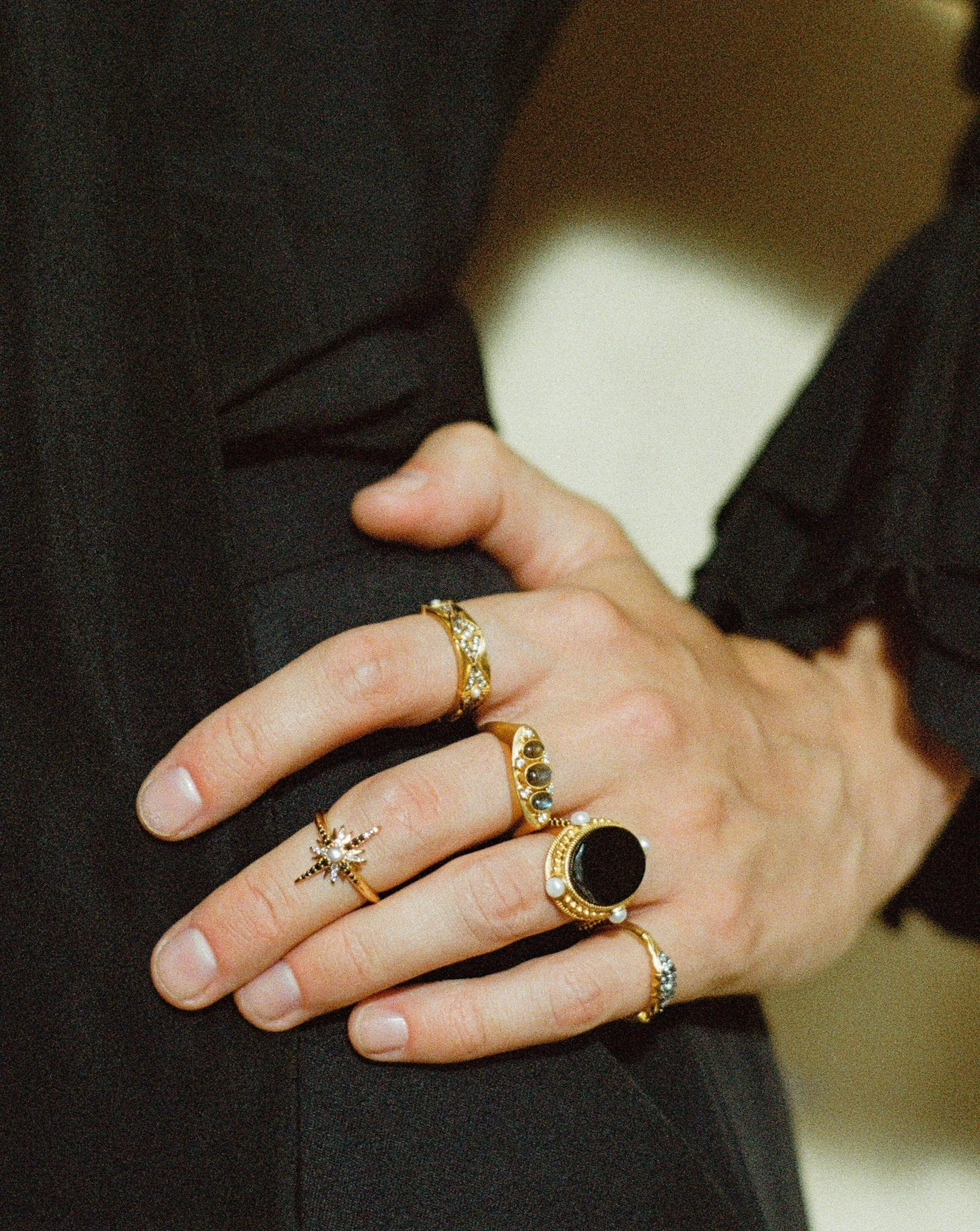 Harris Reed Trio Labradorite Ring | 18ct Gold Plated Vermeil/Labradorite