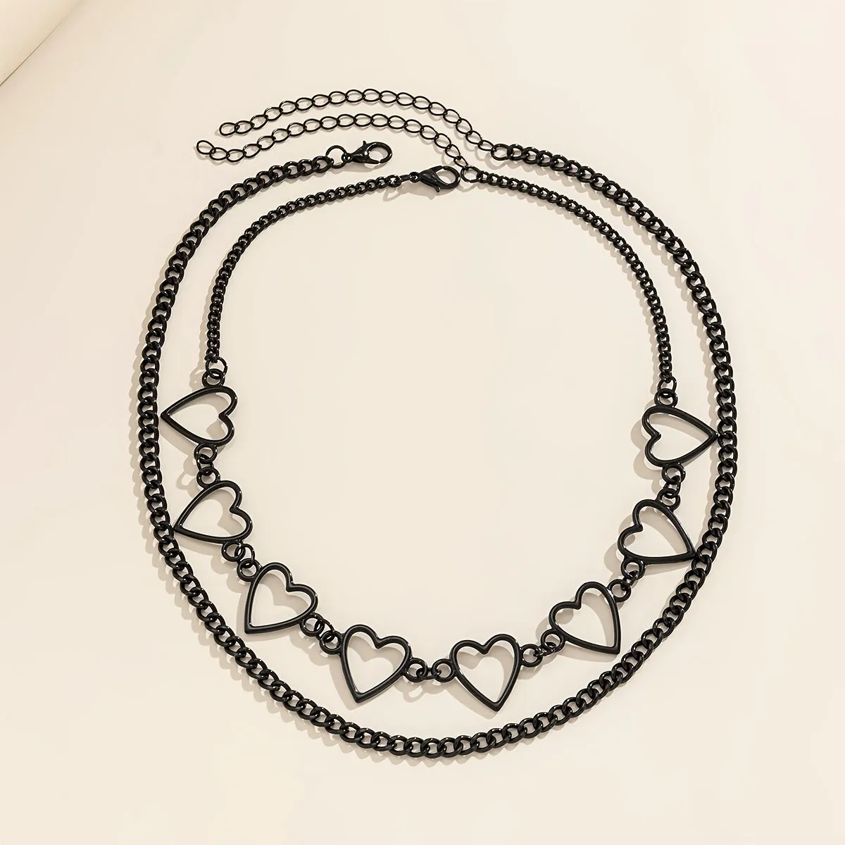 Hollow Out Heart Set Necklace 2 Piece Pack Women's Fashion Jewelry Holiday Style
